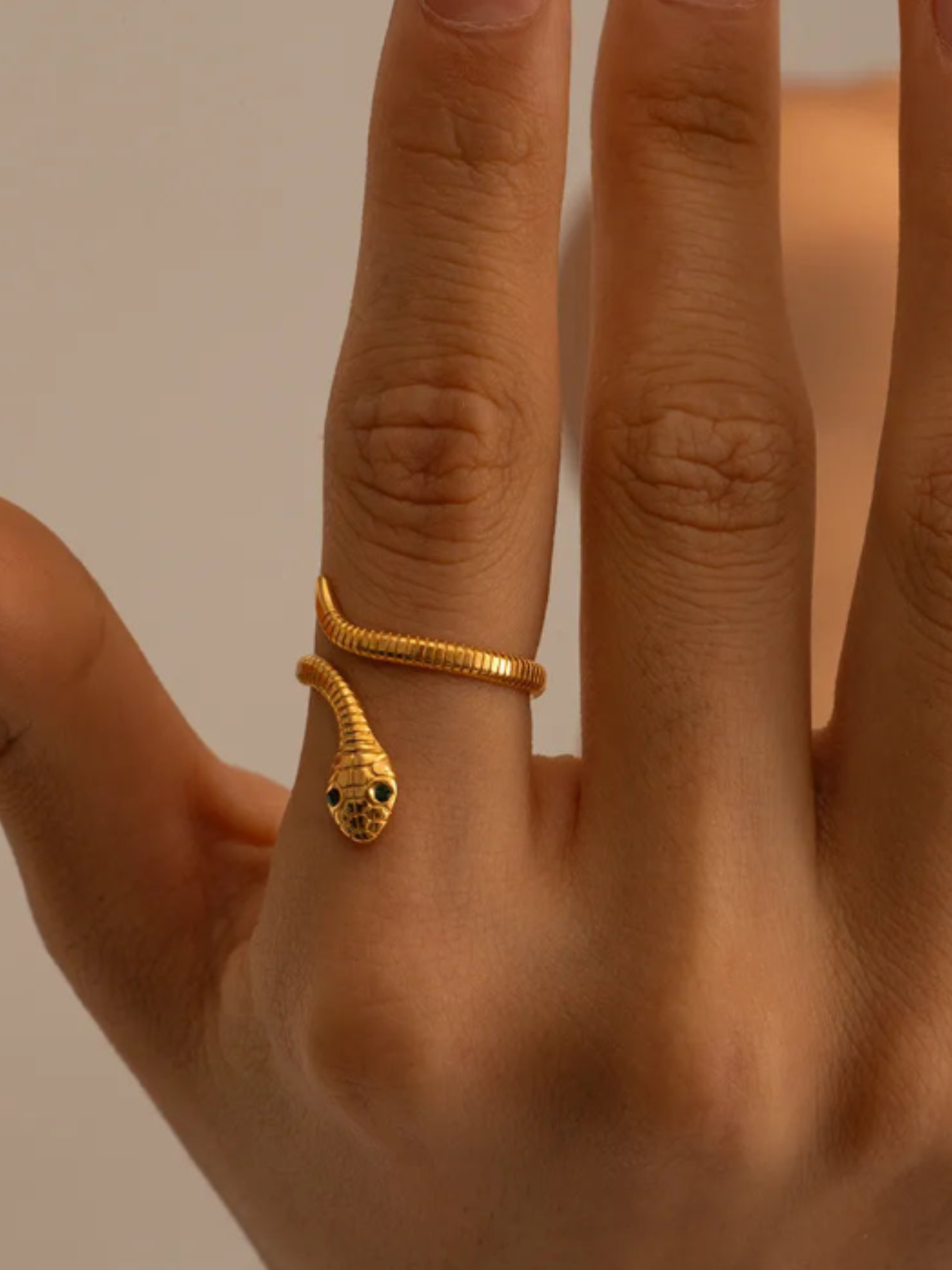 18K Gold-Plated Snake Wrap Adjustable Ring