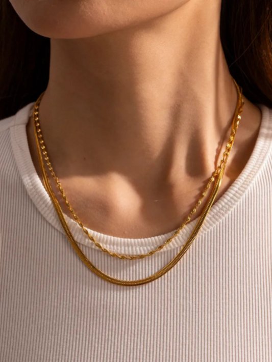 Layered 18K Gold-Plated Stainless Steel Necklace