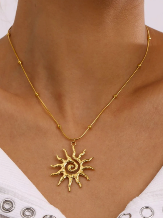 18K Gold-Plated Sun Pendant Necklace